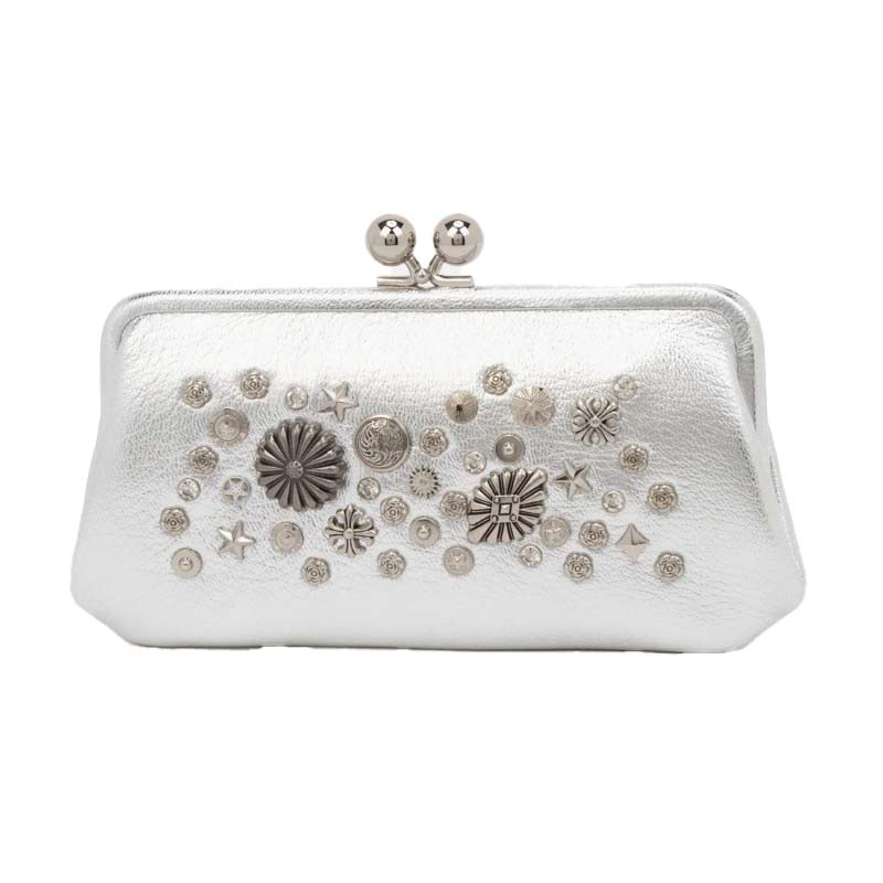 parche マルチスタッズがま口 ロングウォレット /SV